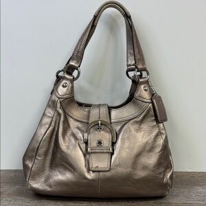 Coach Soho Leather Metallic Bronze Hobo Buckle Shoulder Bag – Style F17219
